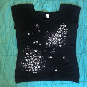 YY Vintage Cropped Floral Sweater Size L